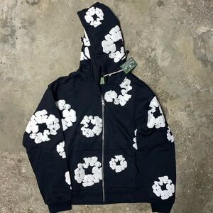 Denim Tears Cotton Wreath Zip Hoodie – Black (Size M)